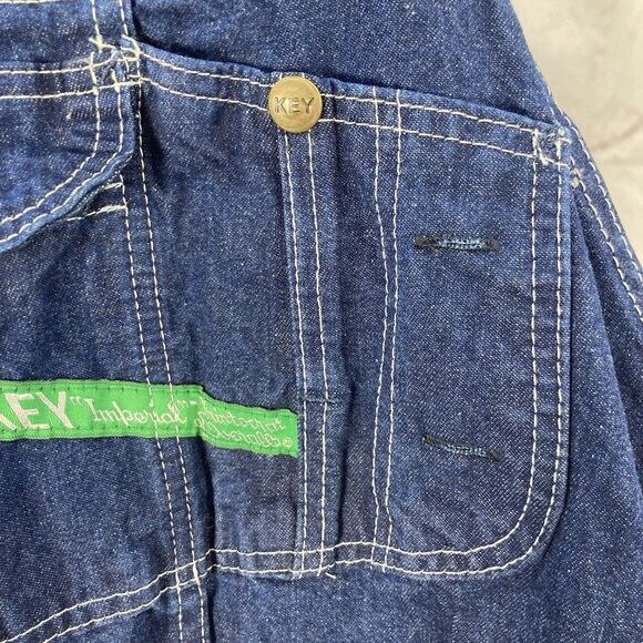 Mens KEY IMPERIAL Carpenter Bib Overalls 38x32 Denim Blue Utility Workwear - Picture 5 of 16